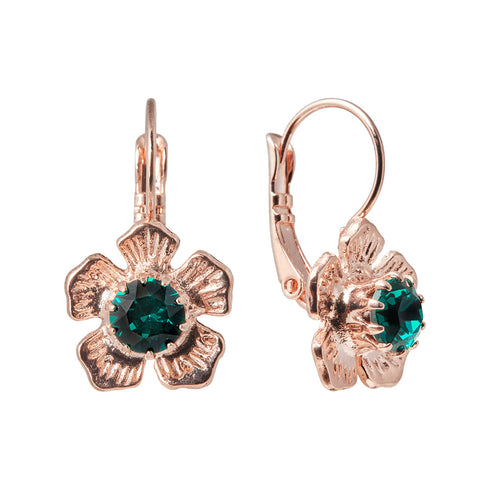 Auskarai "Žiedų Spalvingumas (Smaragdas)" su Swarovski™ kristalais